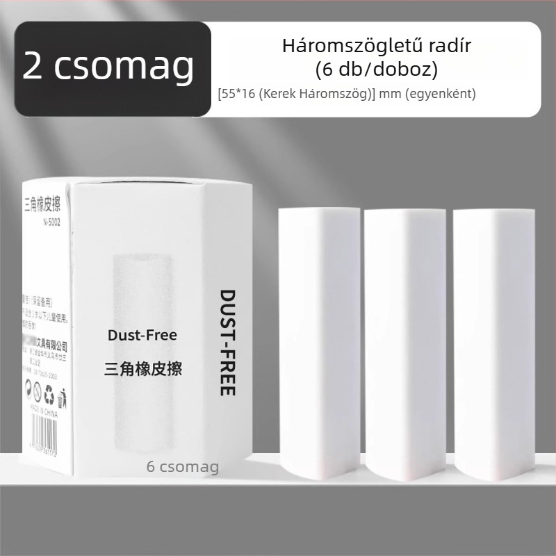 Háromszög alakú nyommentes radír diákoknak, 2B vizsgára HB
