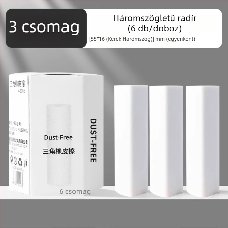 Háromszög alakú nyommentes radír diákoknak, 2B vizsgára HB