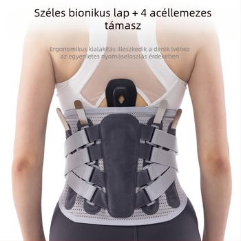 Sport- és fitnesz derékszíj acéllemez-támogatással izomfáradtság esetén, deréktámasz, nedvességálló, fekete/szürke, méretek M-XXL (90-120 cm), alkalmas badmintonhoz