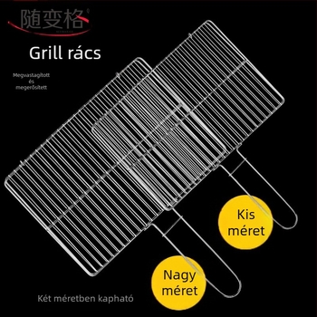 Rozsdamentes acél grill-kiegészítő készlet: halcsipesz, grillháló és grillrács