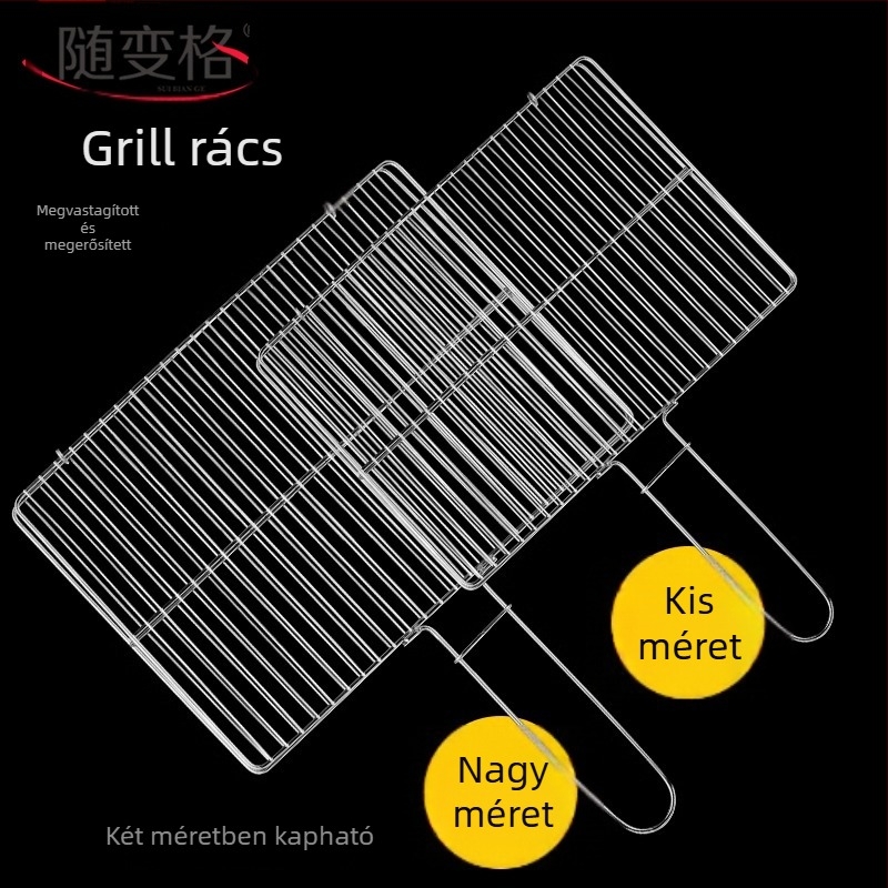 Rozsdamentes acél grill-kiegészítő készlet: halcsipesz, grillháló és grillrács