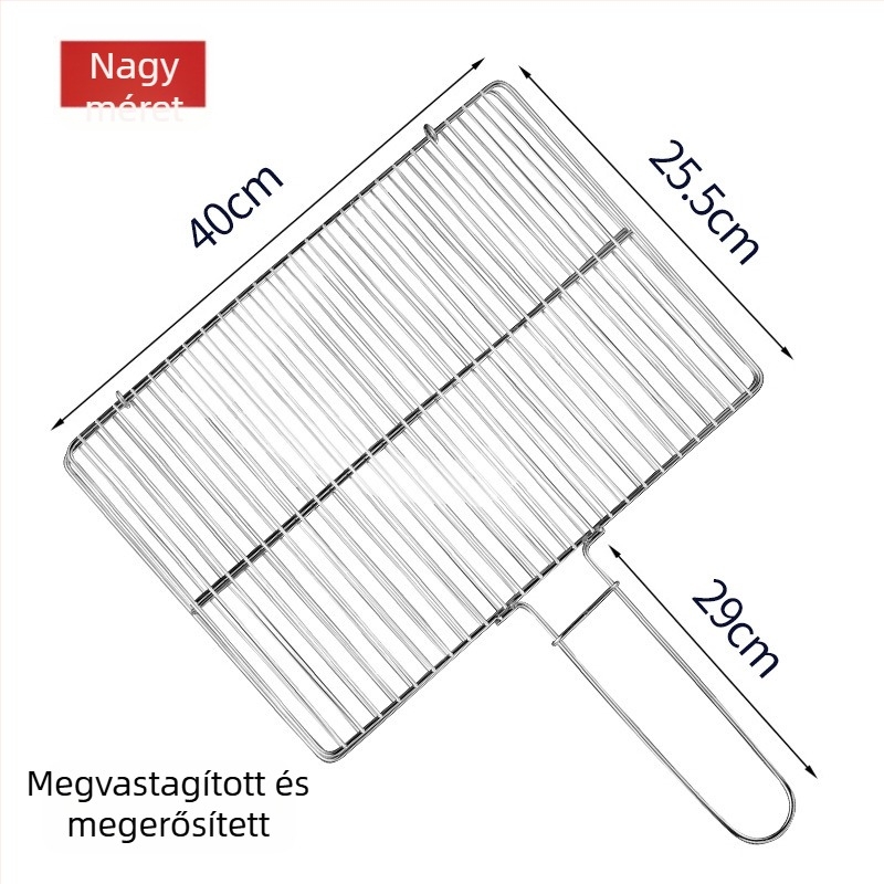 Rozsdamentes acél grill-kiegészítő készlet: halcsipesz, grillháló és grillrács