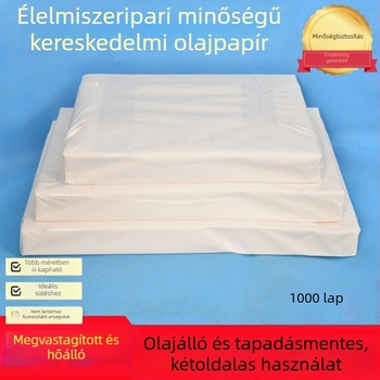 Magas hőmérsékletre ellenálló sütőpapír szilikon bevonattal, zsírt felszívó sütő- és grillpapír