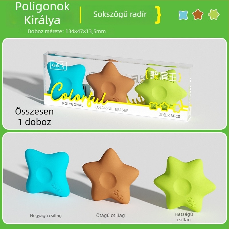 Casimir sokszögletű csillaggradír, darabkák nélkül, ultra tiszta, nem toxikus gyerekeknek