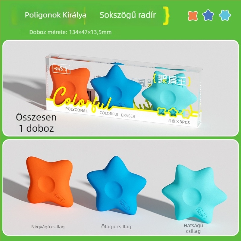Casimir sokszögletű csillaggradír, darabkák nélkül, ultra tiszta, nem toxikus gyerekeknek