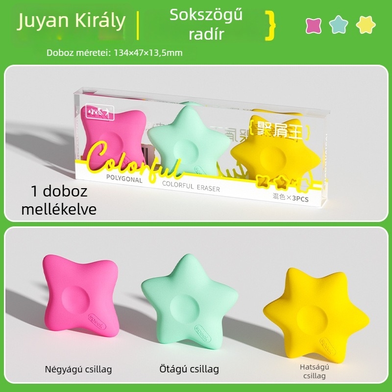 Casimir sokszögletű csillaggradír, darabkák nélkül, ultra tiszta, nem toxikus gyerekeknek