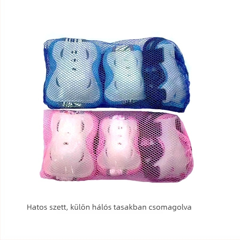 Hat részes védőfelszerelés gyermekeknek görkorcsolyázáshoz Velcro-zárakkal, fénylő fluoreszcens, öntapadós, egy méret