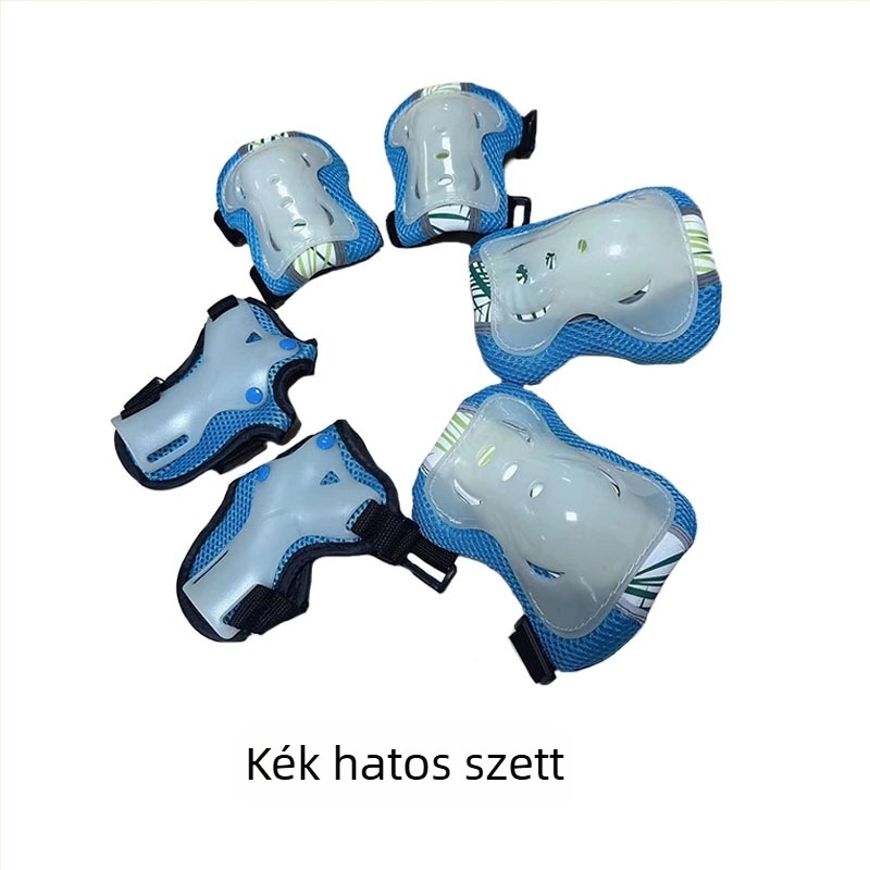 Hat részes védőfelszerelés gyermekeknek görkorcsolyázáshoz Velcro-zárakkal, fénylő fluoreszcens, öntapadós, egy méret