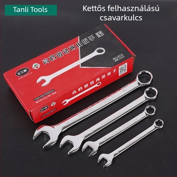 Tükörfényes felületű, kettős használatú villáskulcs-készlet autójavításhoz, két végű kézi kombinált kulcsok, magas széntartalmú acélból