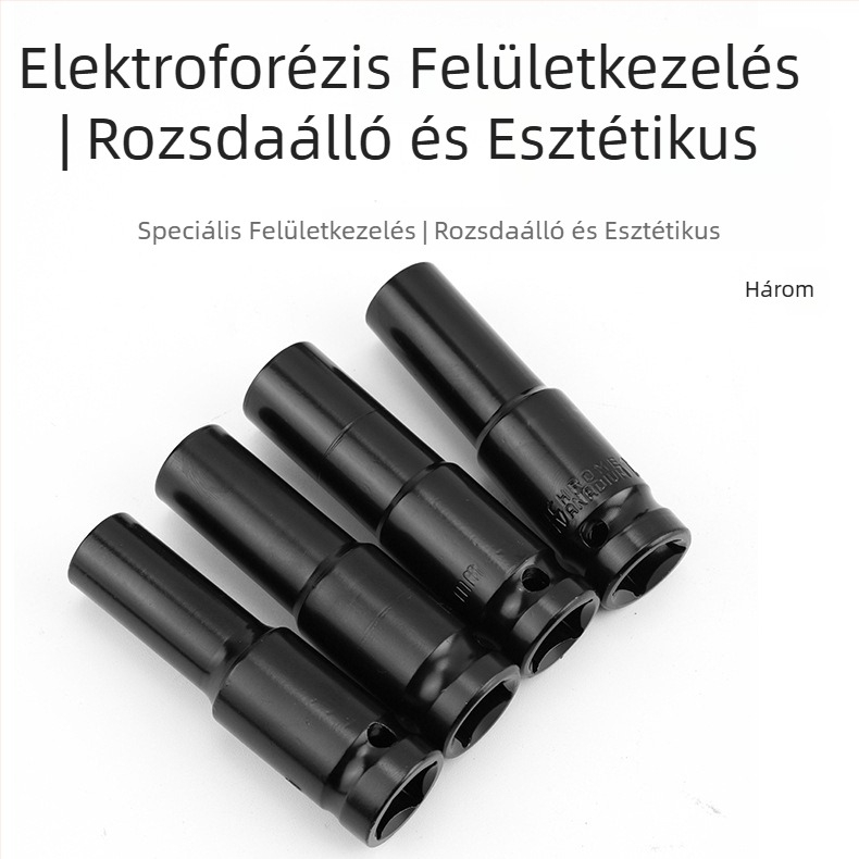 10 részes pneumatikus hosszabbított sockets készlet, 1/2 hüvelykes hajtás, fekete elektroplakált felület, CR-V anyag, autójavítási eszközök