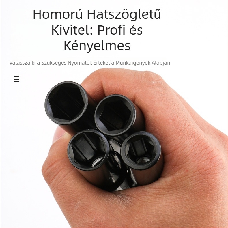 10 részes pneumatikus hosszabbított sockets készlet, 1/2 hüvelykes hajtás, fekete elektroplakált felület, CR-V anyag, autójavítási eszközök