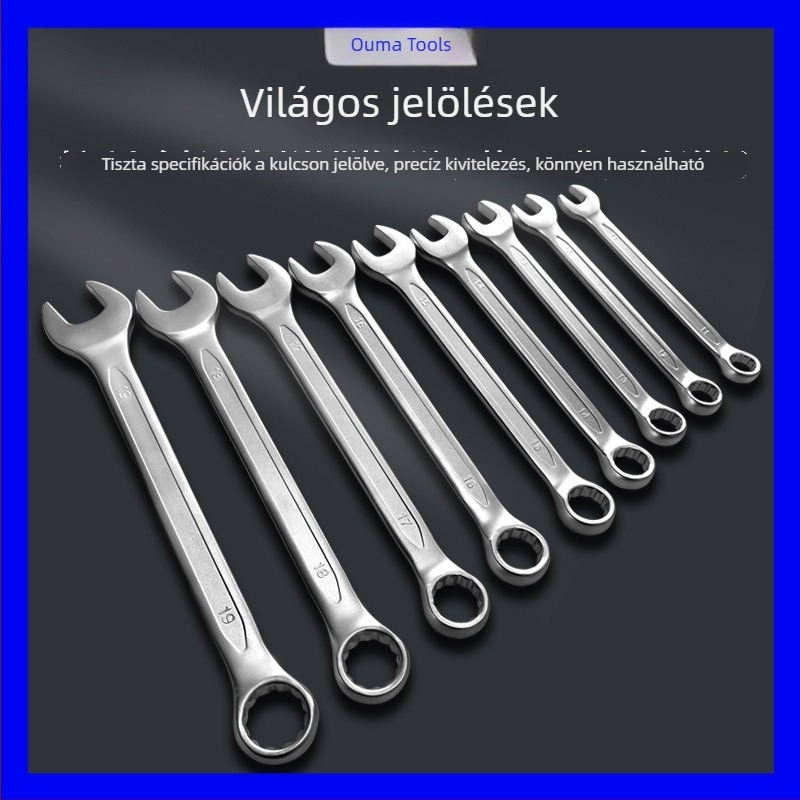 Omar Tools Kétfunkciós csavarkulcs, szilva virág formájú nyílással, magas széntartalmú acél, krómozott bevonat, autójavító készlet