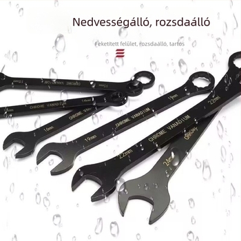Kombinált kulcskészlet nyitott végű és racsnis kulcsokkal, 8–24, magas széntartalmú acélból, tartós