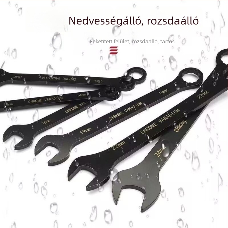 Kombinált kulcskészlet nyitott végű és racsnis kulcsokkal, 8–24, magas széntartalmú acélból, tartós