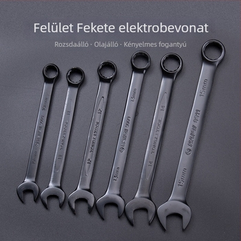 Kétoldalas, kétfunkciós kulcs nyitott végű és zárt végű kialakítással autó- és gépjavításhoz