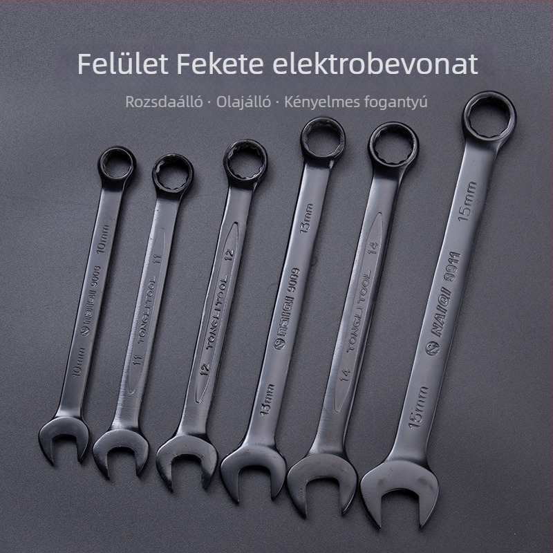 Kétoldalas, kétfunkciós kulcs nyitott végű és zárt végű kialakítással autó- és gépjavításhoz