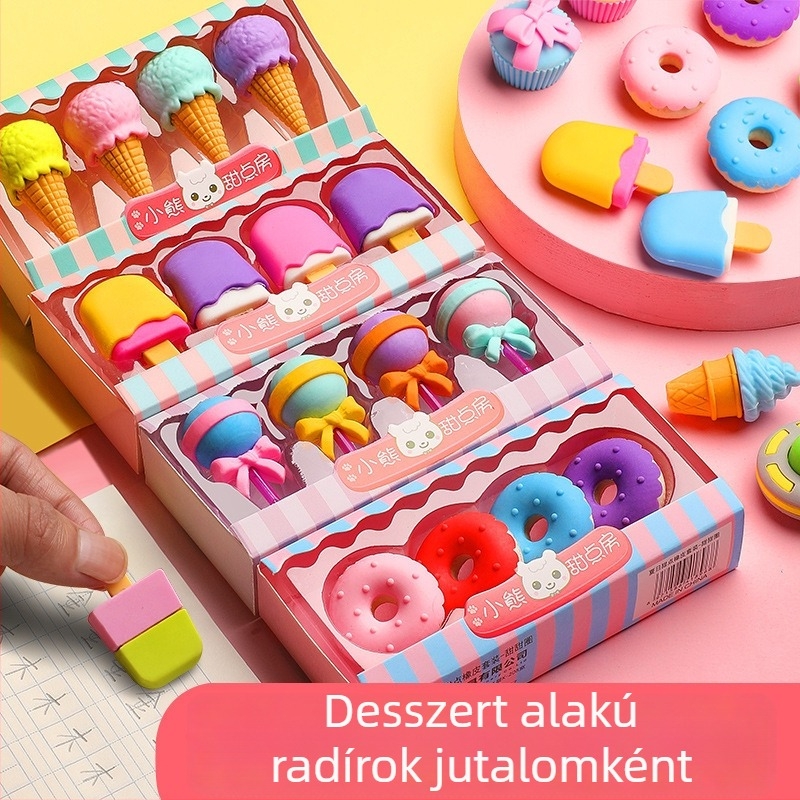 Kedves karikatúra fagylalt radírok gyerekeknek, kreatív és stílusos kis ajándékok