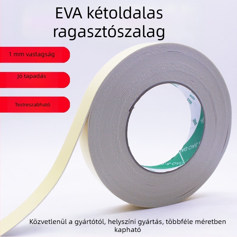 EVA kétoldalú habszalag, erős ragasztó, 1 mm vastagság, 2 cm szélesség, 10 m hossz, magas viszkozitású EVA ragasztó, plakátokhoz