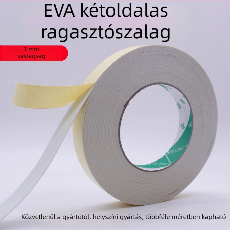EVA kétoldalú habszalag, erős ragasztó, 1 mm vastagság, 2 cm szélesség, 10 m hossz, magas viszkozitású EVA ragasztó, plakátokhoz
