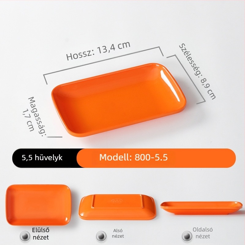Melamin hosszúkás tál porcelánimitációs felülettel, hot pothoz, grillhez, rizs tekercsekhez és köretekhez.