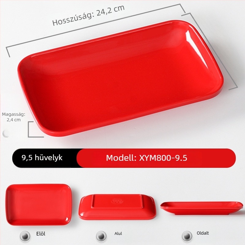 Melamin hosszúkás tál porcelánimitációs felülettel, hot pothoz, grillhez, rizs tekercsekhez és köretekhez.