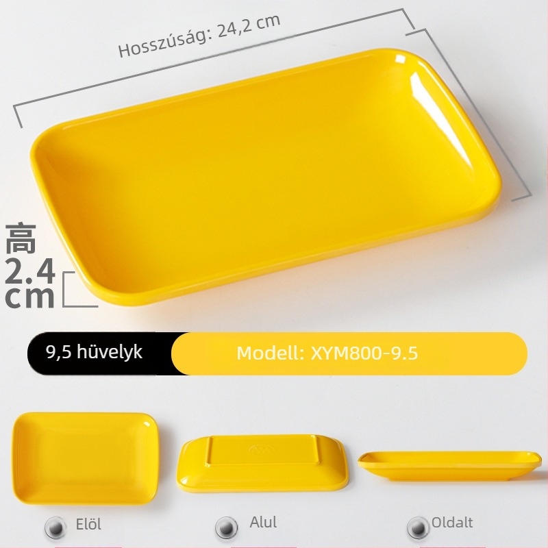 Melamin hosszúkás tál porcelánimitációs felülettel, hot pothoz, grillhez, rizs tekercsekhez és köretekhez.