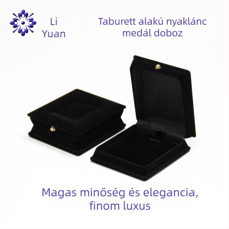 Egyedi, magas minőségű ékszertároló doboz fekete filcbéléssel nyakláncokhoz, medálokhoz és fülbevalókhoz