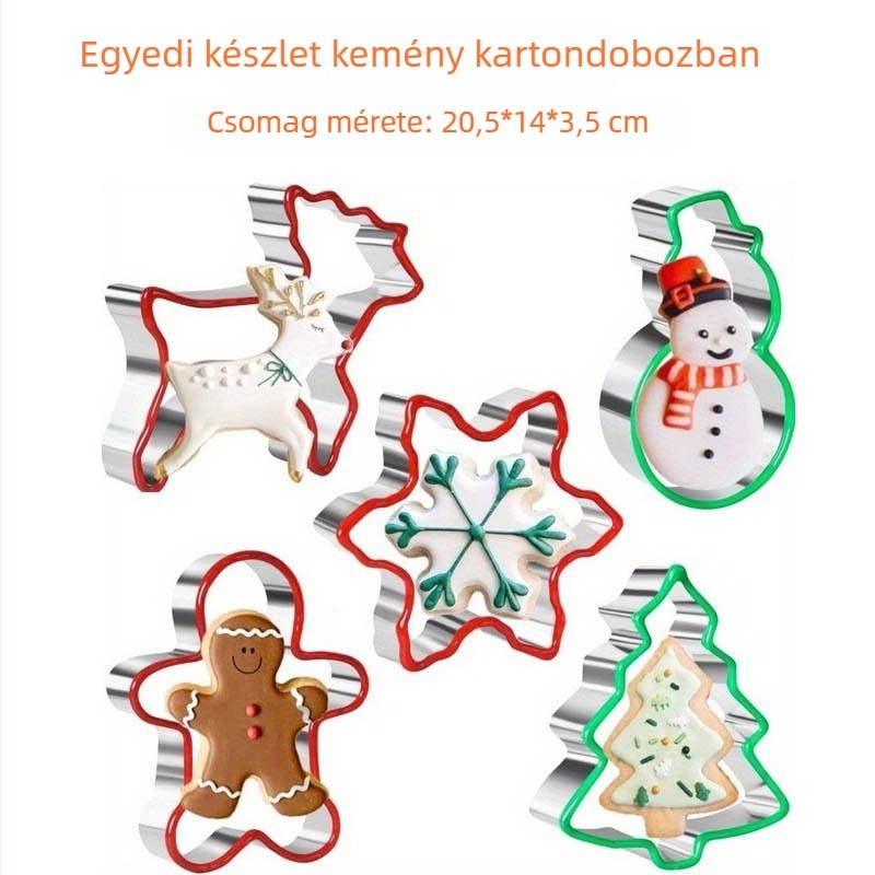 Karácsonyi sütiforma és tortaszeletelő, rozsdamentes acél, szabálytalan formák, sütőforma
