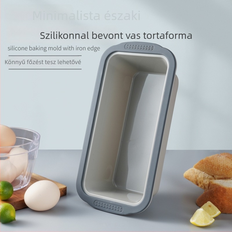 Két színű összecsukható szilikon süteményforma nyomó-kioldó mechanizmussal, négyzet alakú