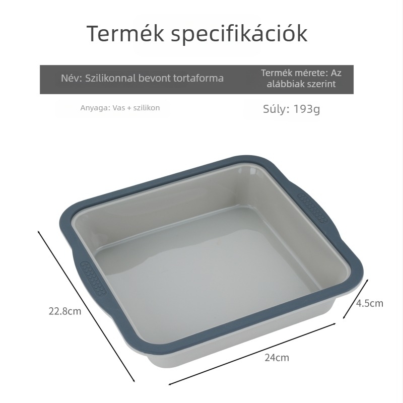 Két színű összecsukható szilikon süteményforma nyomó-kioldó mechanizmussal, négyzet alakú