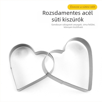 Rozsdamentes acél szív alakú sütiforma – konyhai sütéshez és fondant díszítéshez