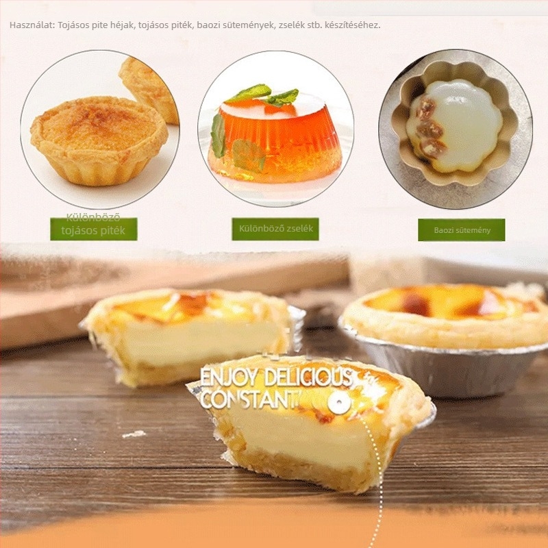 Szénacél tojás-torta forma, vastag csipkés szél, kör alakú pudinghoz és portugál tortához, DIY sütéshez, tapadásmentes krizantém mintázat