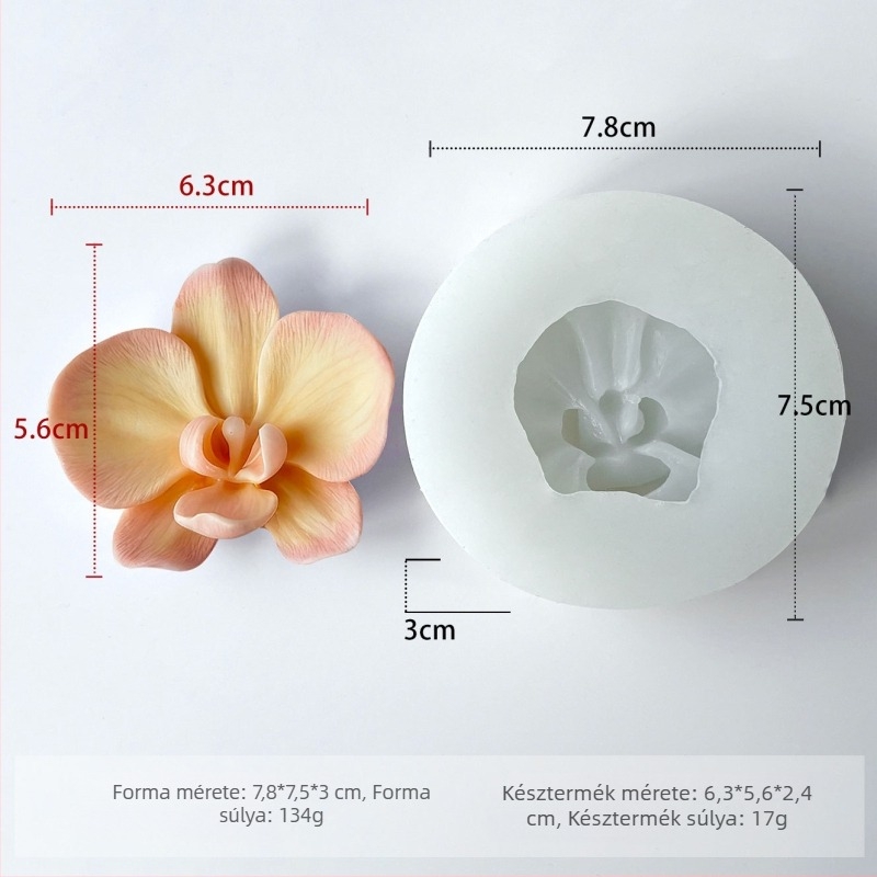 Phalaenopsis virág szilikon forma DIY 3D virágos gyertya és gipsz díszítéséhez