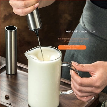 Elektromos tejhabosító kávéhoz latte art, rozsdamentes acél 304 + ABS, kézi habosító, automatikus tejhabosítás és tojáskeverés