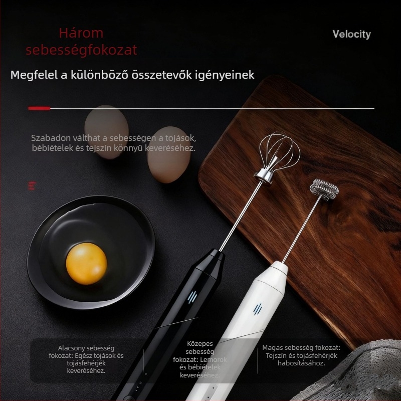 Tölthető kézi tejhabosító, kompakt intelligens mixer kávéhoz