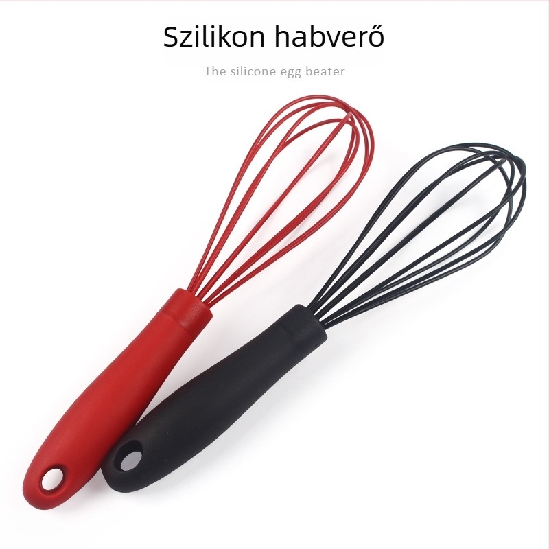 10 hüvelykes szilikon tojáskeverő gumírozott nyéllel sütéshez