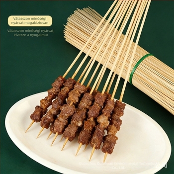 Bambusz grillnyársak, élelmiszer-minőségű, recés nélkül, egyszer használatos, környezetbarát, háztartási felhasználásra, kültéri kempingezéshez és kereskedelmi használatra