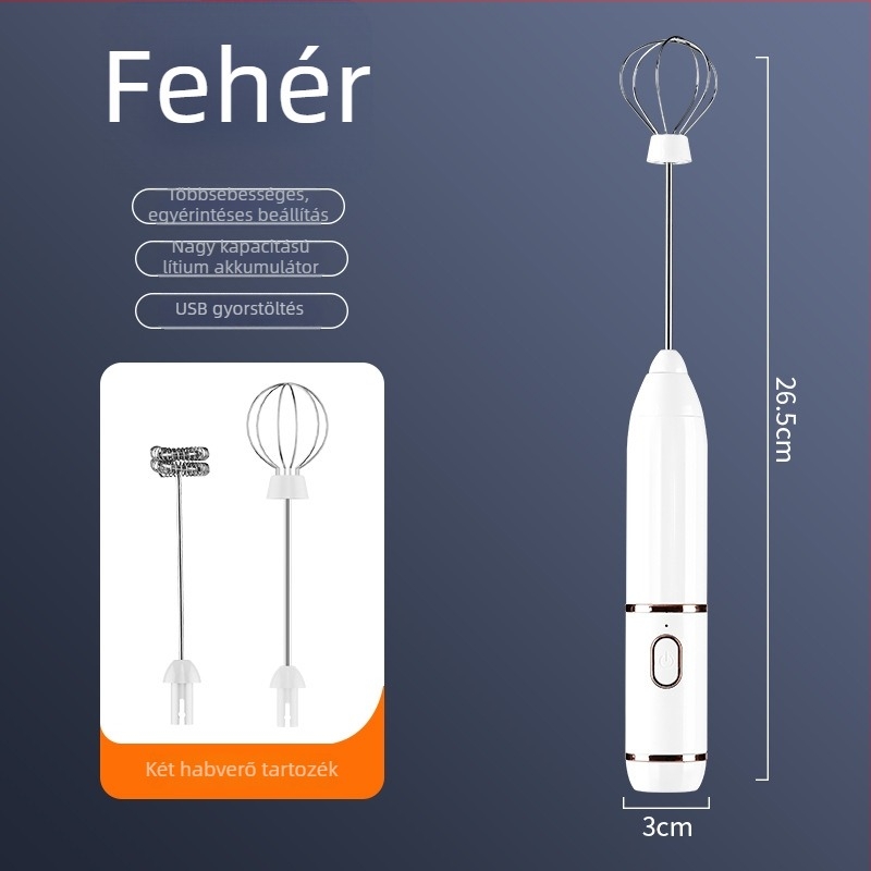 Kézi elektromos tojáshabosító és tejhabosító kávéhoz, vezeték nélküli, 3 sebesség, JC-1253