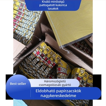 Popcorn papírzacskó - kis ajándék zacskó, háromszög alakú snack csomagolás standokra