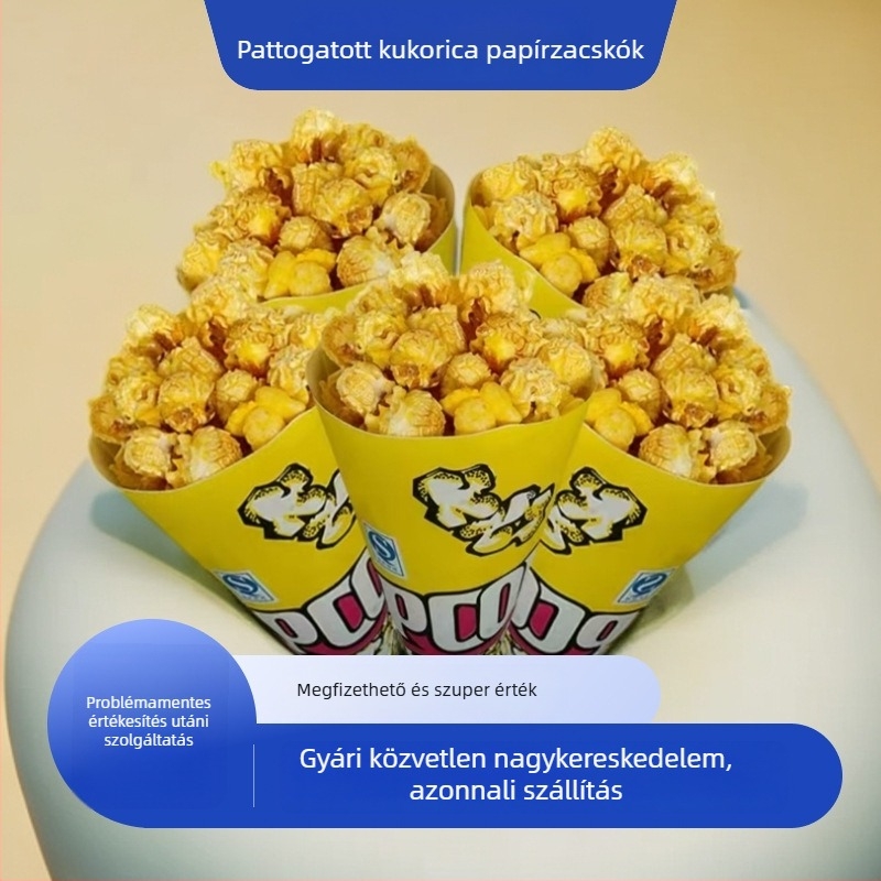 Popcorn papírzacskó - kis ajándék zacskó, háromszög alakú snack csomagolás standokra