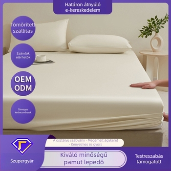 100% pamut egyszínű gumis lepedő matracvédővel és porvédő huzattal
