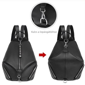 Női hátizsák valódi bőrből, anti-theft, felsőréteg marhabőrből, nagy kapacitás, utcai stílus