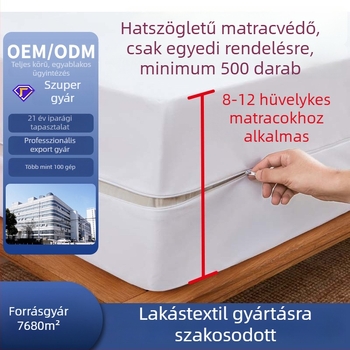 Hat oldalú vízálló matracvédő rugalmas kötött anyagból, cipzárral