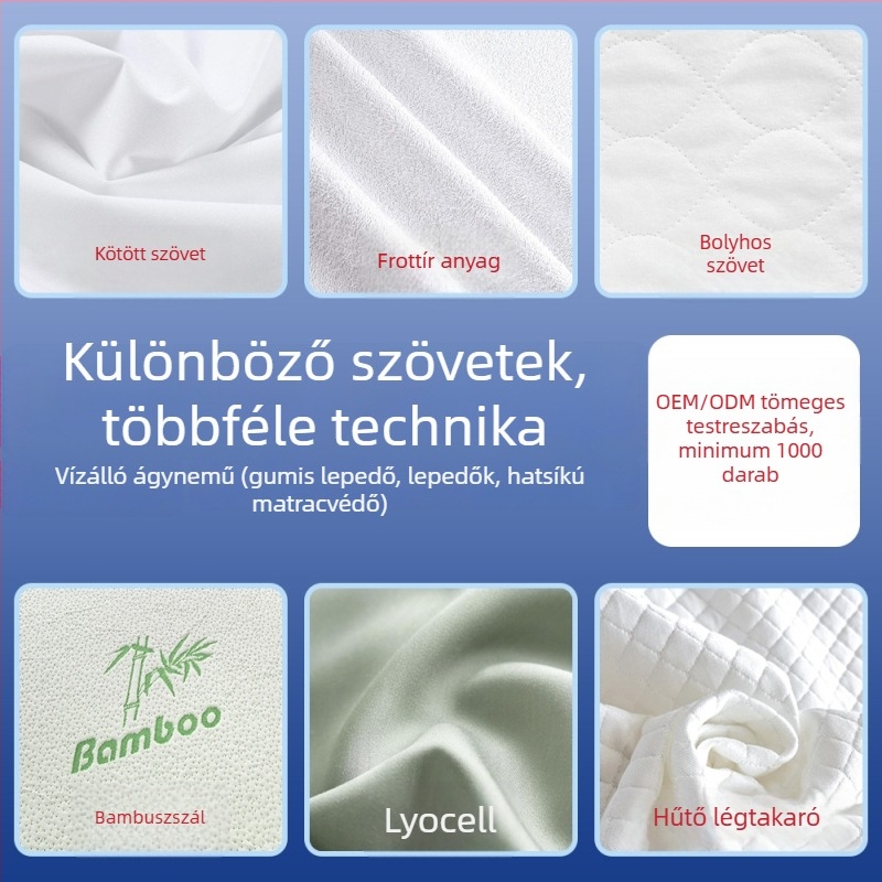 Hat oldalú vízálló matracvédő rugalmas kötött anyagból, cipzárral