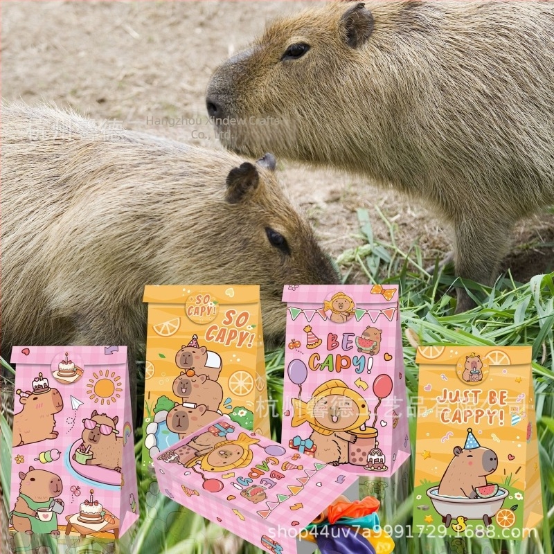 MB061 Kapibara születésnapi kraft papírtáska édességekhez