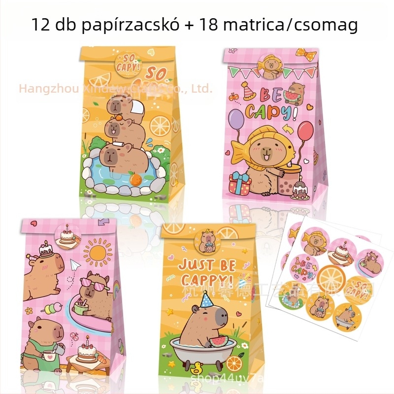 MB061 Kapibara születésnapi kraft papírtáska édességekhez