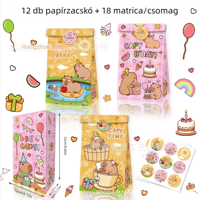 MB061 Kapibara születésnapi kraft papírtáska édességekhez