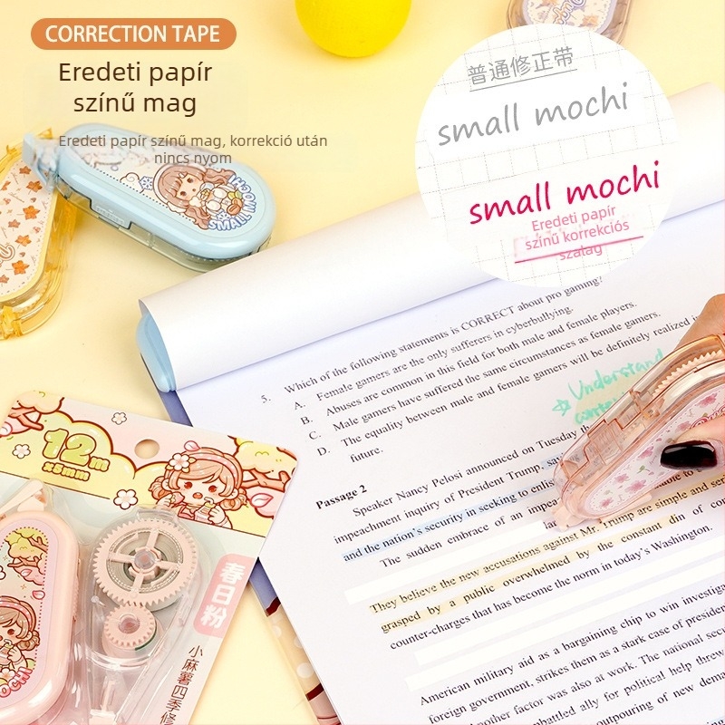 Little Mochi Négy Évszak sorozat hibajavító szalag tanulók számára, nagy kapacitású, aranyos
