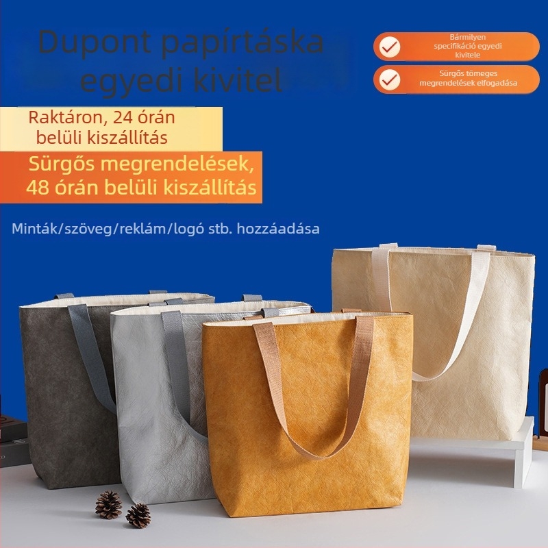DuPont papírtáska egyedi logóval, üres kreatív kézitáska, nagy kapacitású, mosható, környezetbarát bevásárlótáska, gyártás egyedi igény szerint