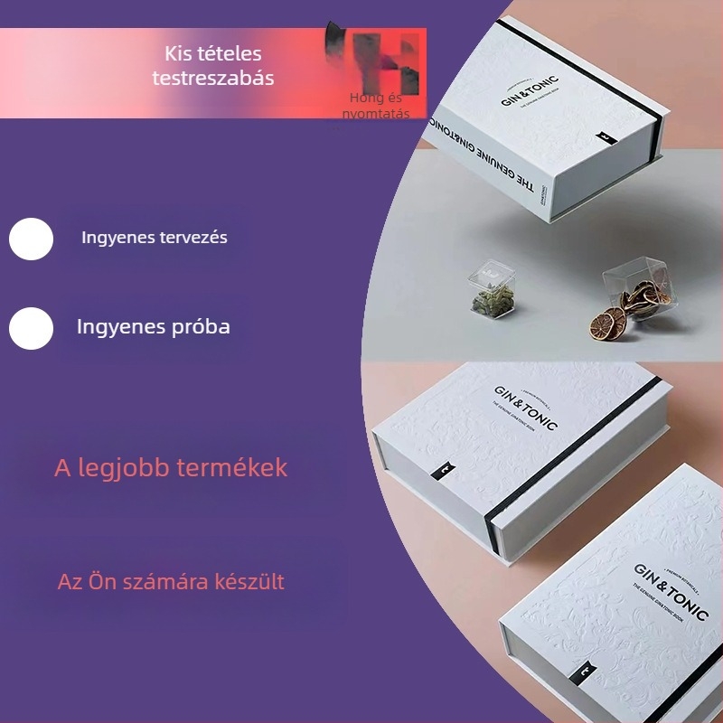 Flip-top kétfedeles ajándékdoboz aranyozott fóliával, kis sorozatban testre szabható